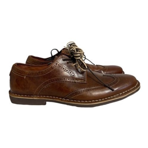 Steve Madden Mens Shoes 10.5 Lookus Derby‎ Brown Lace Up Wingtip Leather - Picture 1 of 9